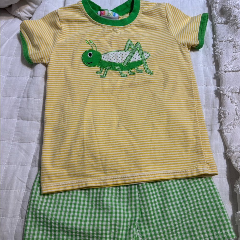 Jelly Bean Green and Yellow Grasshopper short set